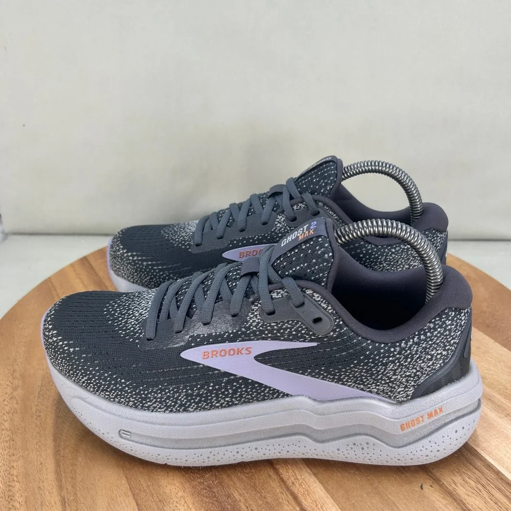 Brooks Ghost Max 2 Womens Running Shoes Grey Purple 1204201B005 Size 8 Medium B